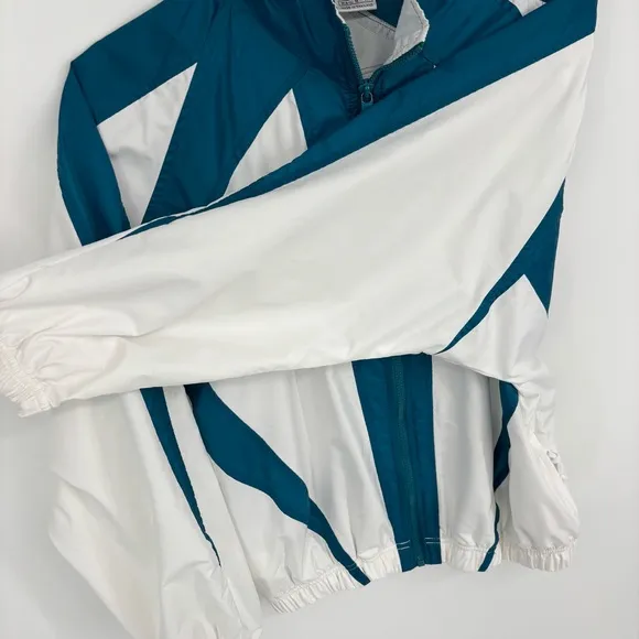 Nike Vintage 90s Windbreaker Circle Logo Size Medium White Teal Retro Streetwear - Image 9