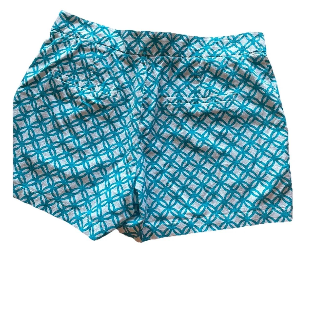 Market & Spruce Teal White Geometric Print Linen Blend Stretch Women's Size 10 - Image 6