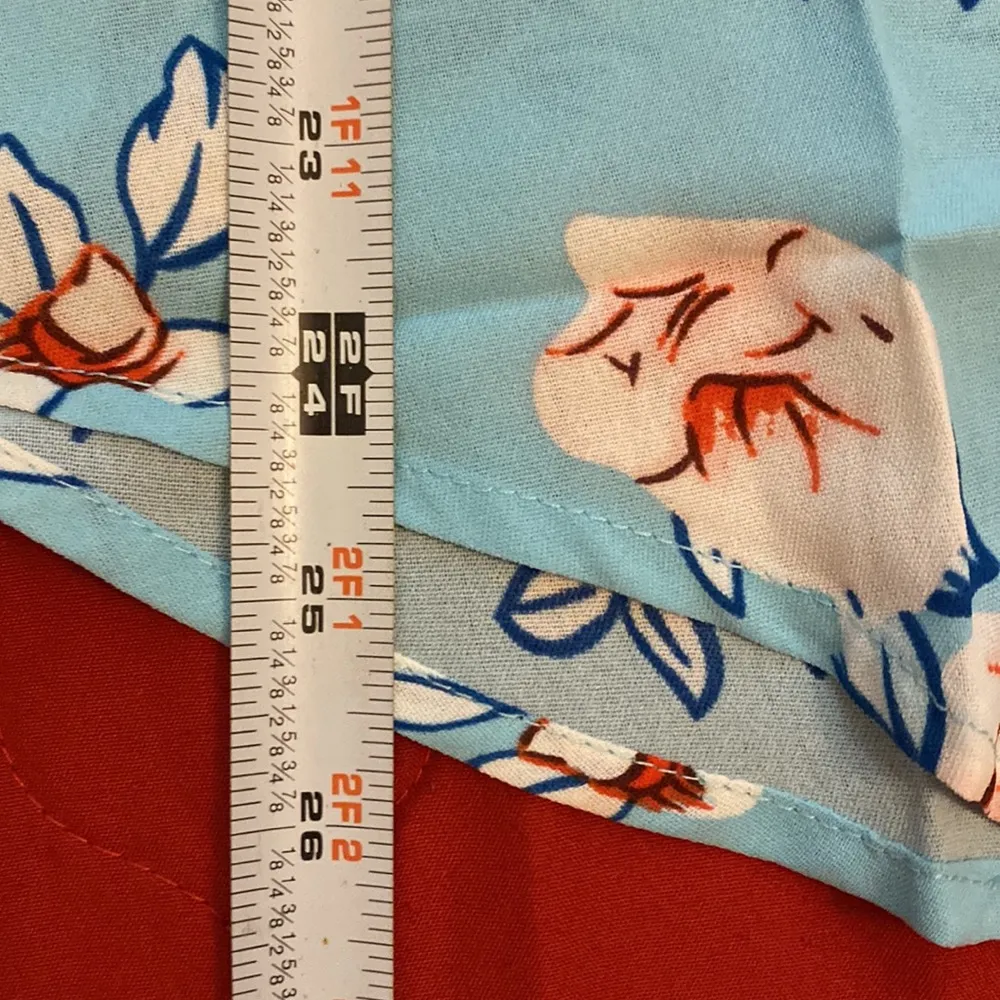 V-Neck Blouse Button-Down Front Stylish Tie Knot 3/4 Sleeves Floral Blue W US L - Image 6