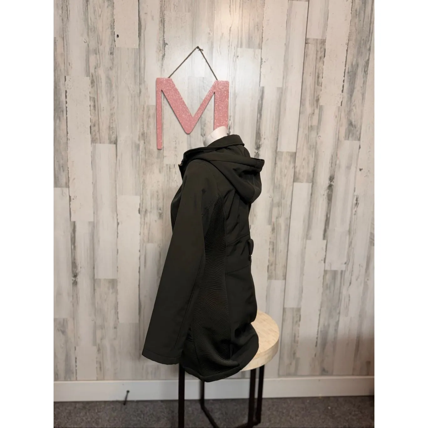 GUESS Women’s Black Hooded Zip-Up Jacket Coat Size M - Image 2