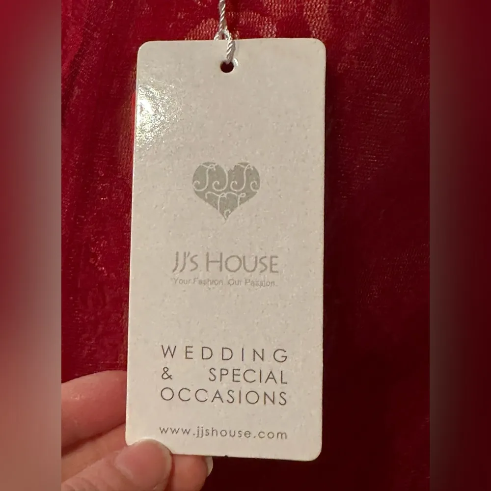 JJ’s House Burgundy Sheath/Column Tea-Length Tulle Cocktail Dress Ruffle Sz 4 - Image 10