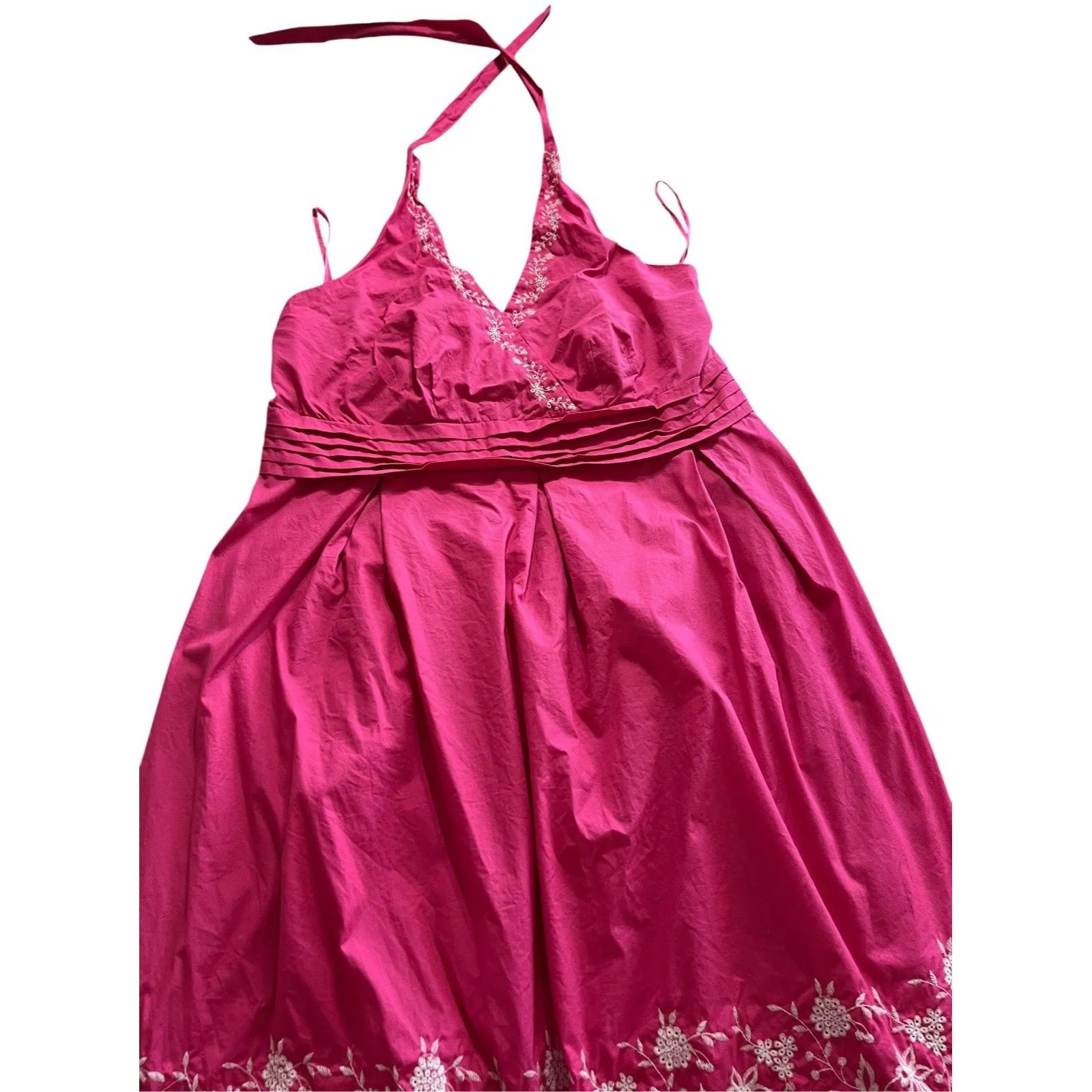 Tweeds Pink Halter Neck Midi Dress Embroidered Size 22w TWEE PREPPY SUMMER - Image 5