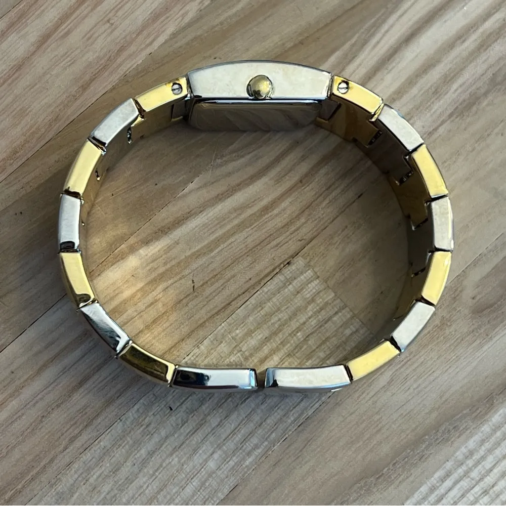 Elgin II Ladies Watch Gold Silver Tone Cuff Bracelet Silver Dial Gorgeous - Image 8