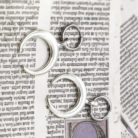 Edgy Crescent Hoop Earrings Silver - Image 2