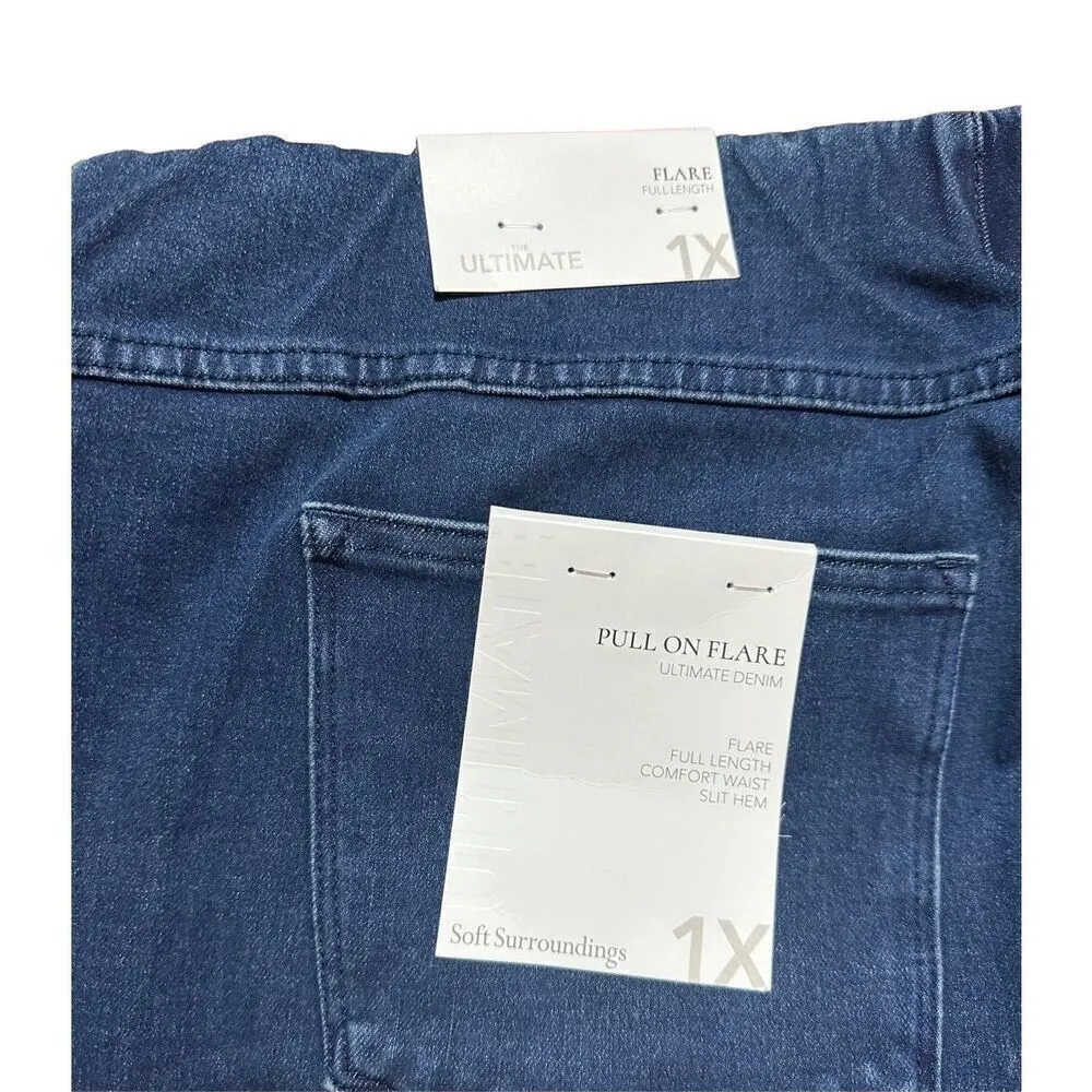 Soft Surroundings Pull-on Flare Ultimate Denim Womens High Rise Jeans 1X - Image 4
