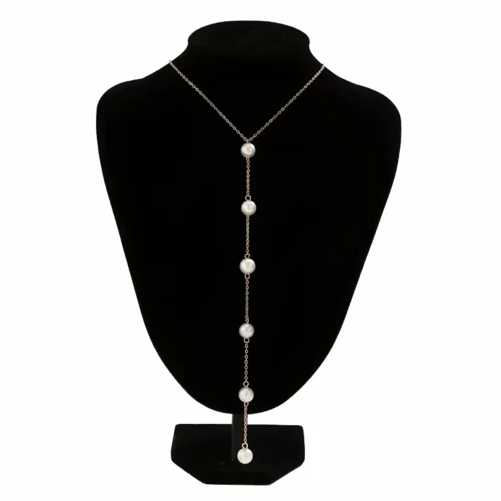 Bohemian Imitation Pearls Gold‎ Plated Body Chain Faux Pearls Necklace Chain Gold - Image 4