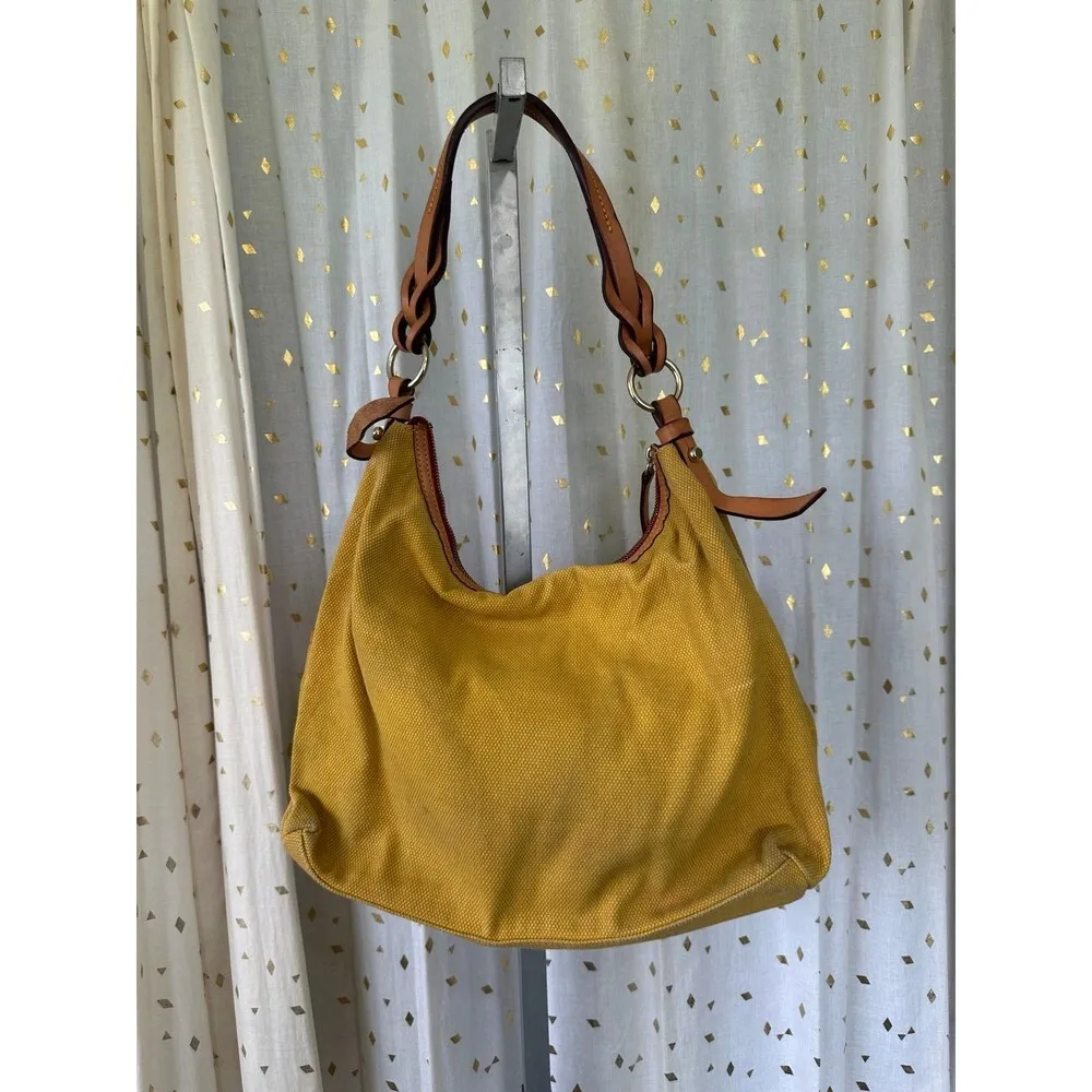 Dooney & Bourke J0130121 Wayfarer Yellow Leather Accent Zip Tote Shoulder Bag - Image 3