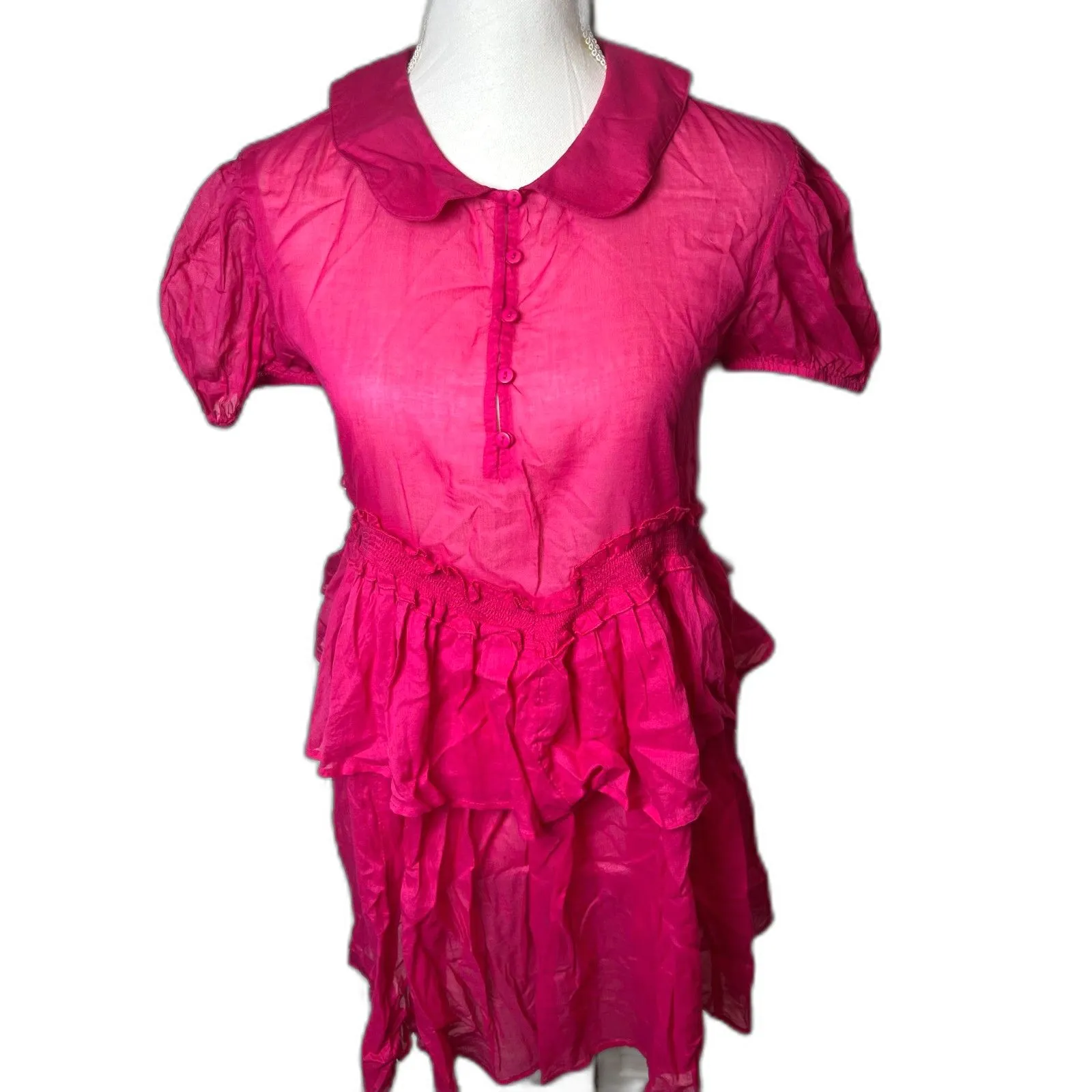 NWT Urban Outfitters Ruffle Kimchi Blue Maria Collared Mini Dress Size XS - Image 4