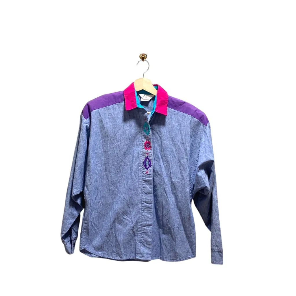 Roper Embroidered Western Shirt Blue Size M Size M - Image 2