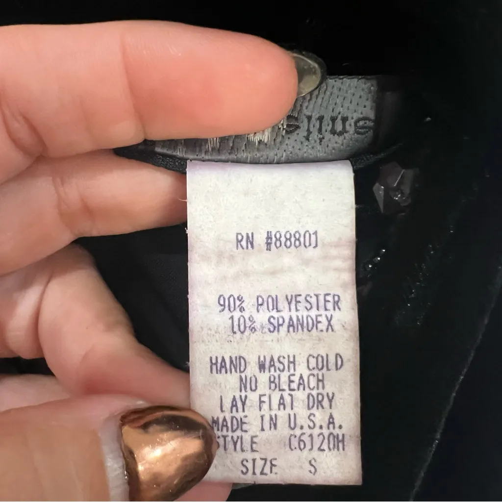 VINTAGE Y2K velvet formal top beaded trim black Women’s SIZE SMALL‎ made in USA - Image 6