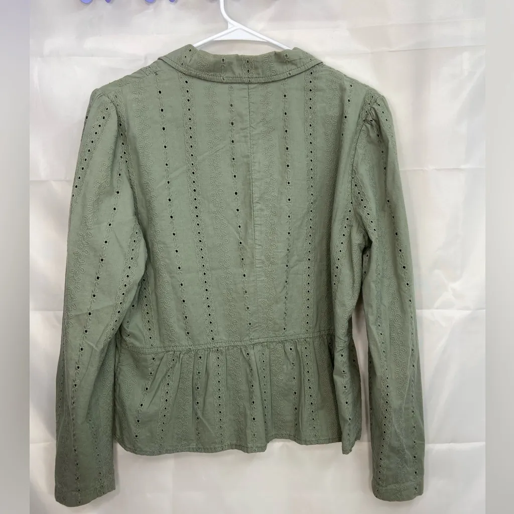 NWOT vintage Faded Glory women’s‎ khaki green eyelet lace cottagecore y2k jacket - Image 6