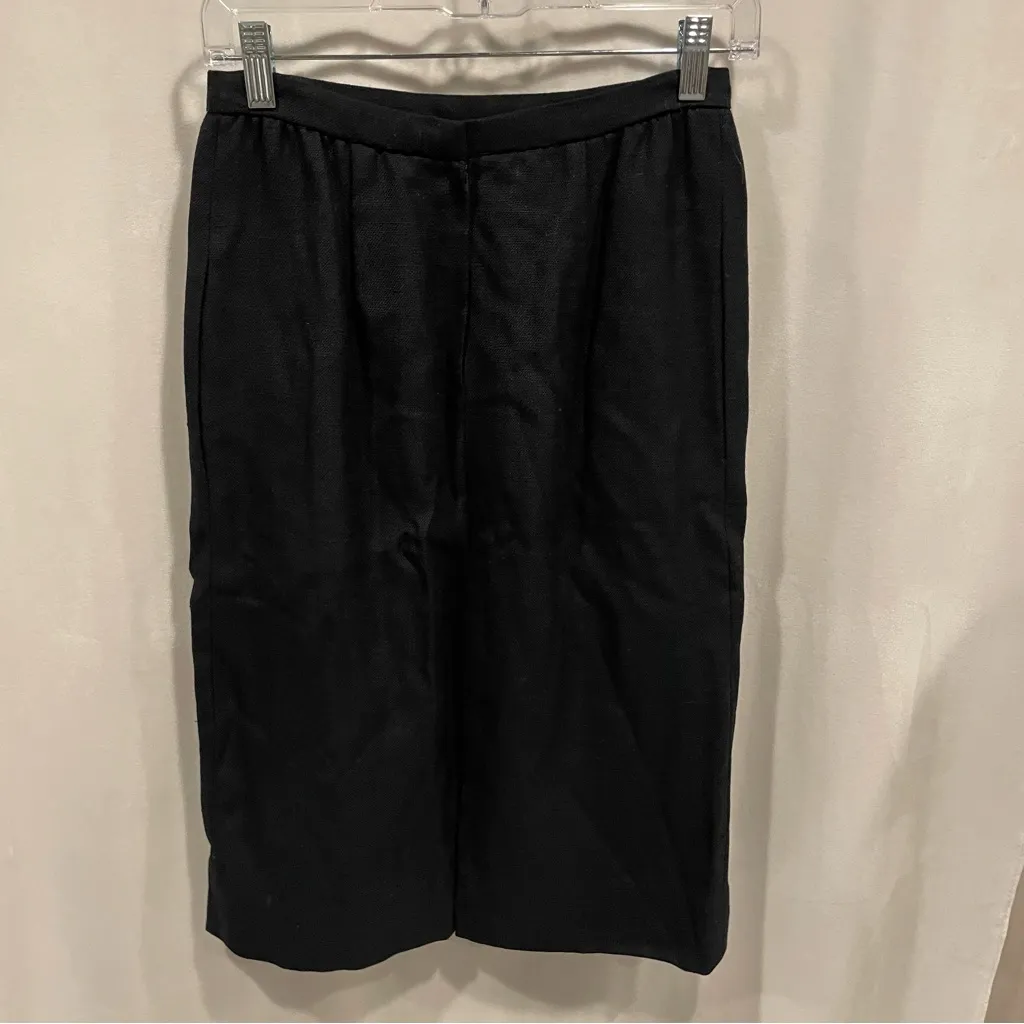 Vintage 70’s Halston American luxury midi skirt lined textured pockets Black - Image 9
