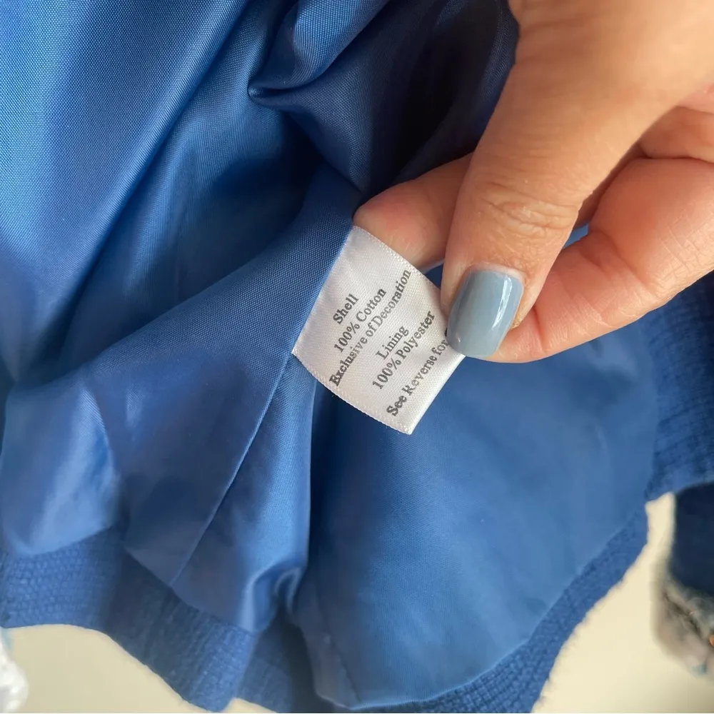 Katherine New York Navy Textured Embellished Jacket w/ Denim Detail Jacket Small Blue Size 6 - Image 6