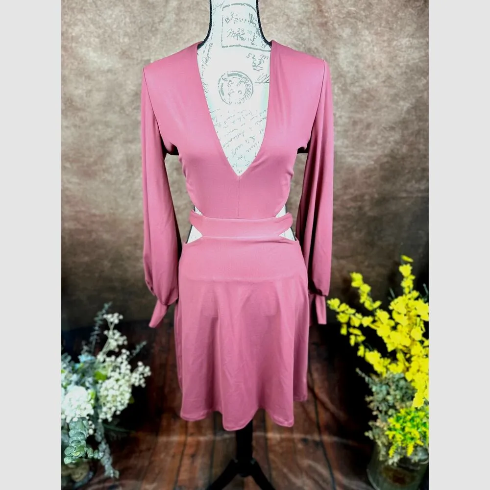 Susana Monaco Deep V Neck Cut Out Back Dress Lipgloss XL - Image 7