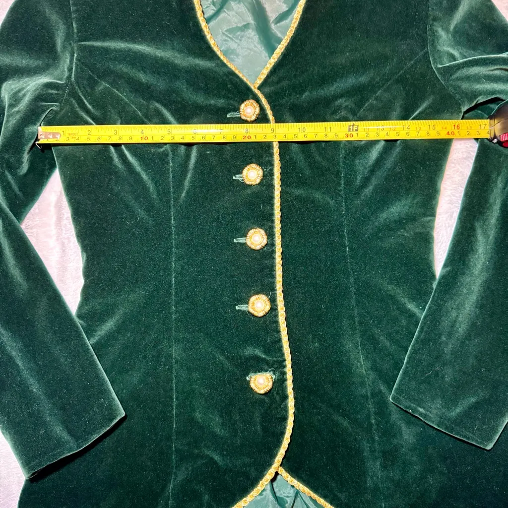 Vintage Emerald Velvet Noble Court Skirt Suit Renaissance Faire Fantasy Cosplay Green Size 2 - Image 5