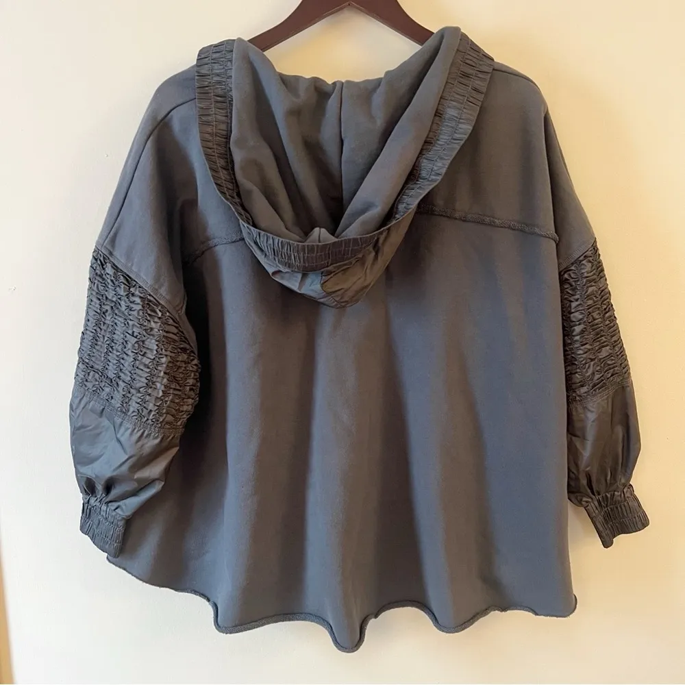 Free People Movement Spin Pullover Hoodie Dark Gray Size Small Smocked Sleeves - Image 9