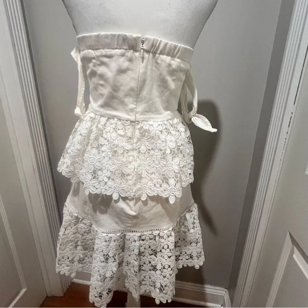 NWT Endless Rose White lace Tiered off the shoulder women's mini dress large - Image 10
