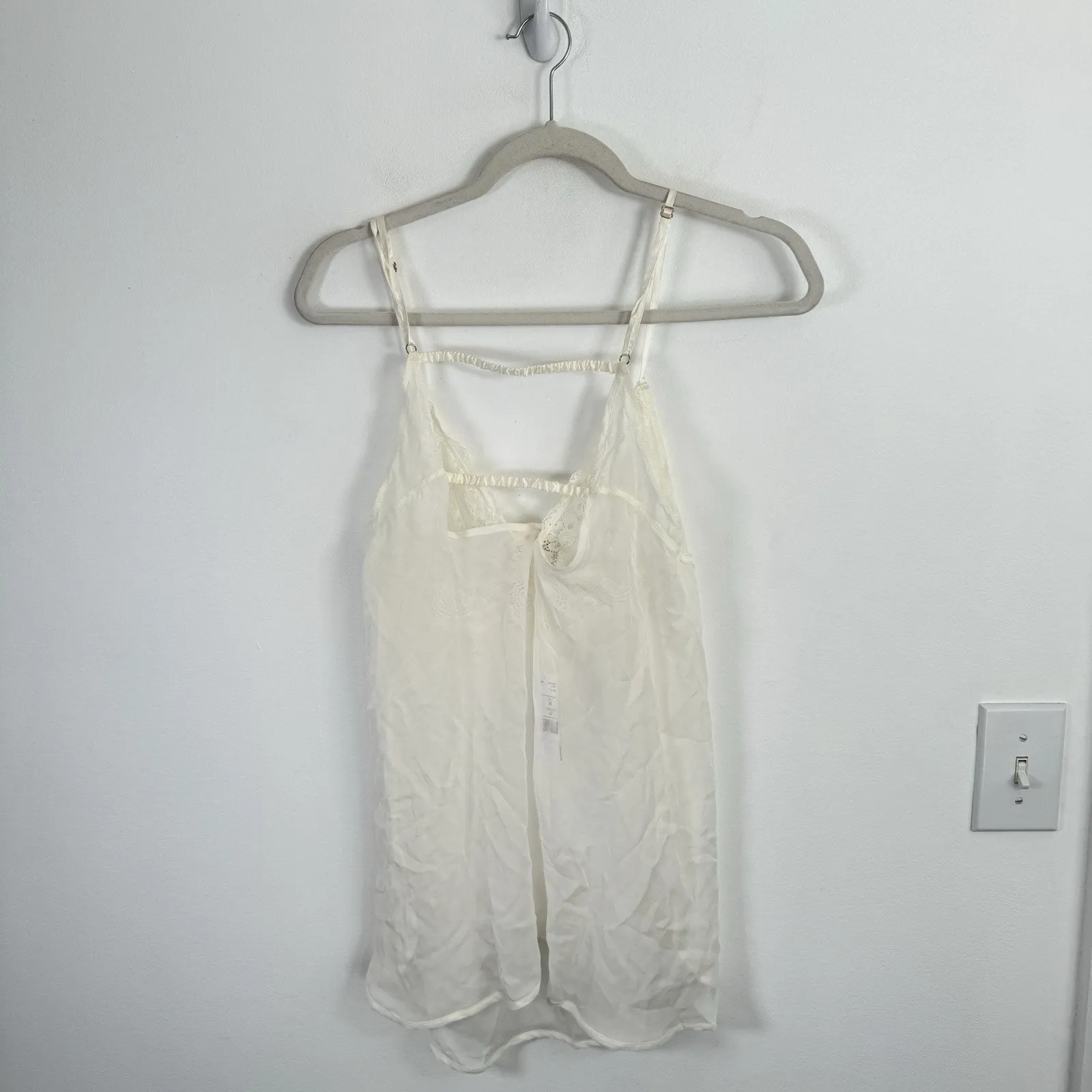 Intimissimi Silk Lingerie Babydoll Slip Dress Bride Honeymoon Romantic Womens Md White Size M - Image 6