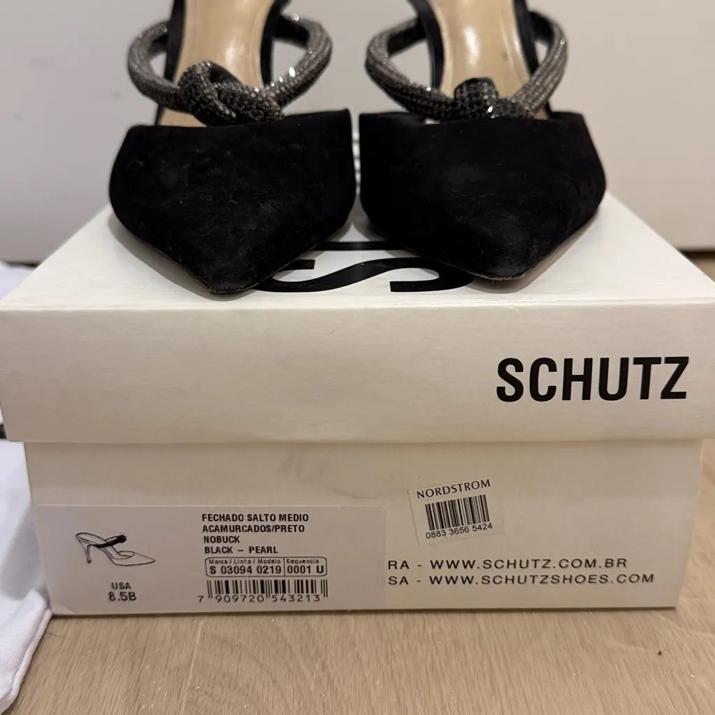 SCHUTZ Nobuck Black Rhinestone Heel - 8.5 - Image 3
