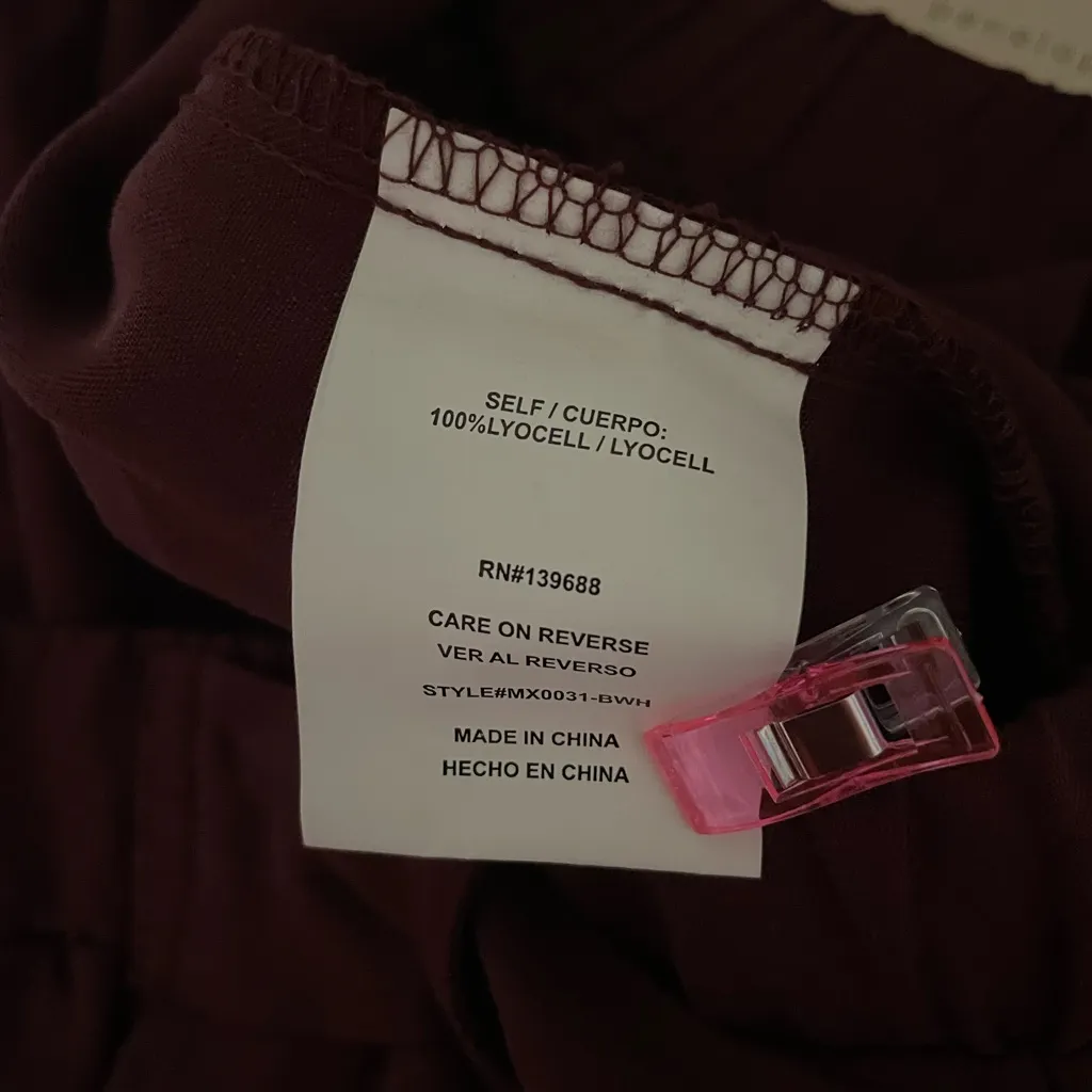 Burgundy Wide Leg High Waisted Tie Waist Trousers Red Size L - Image 6