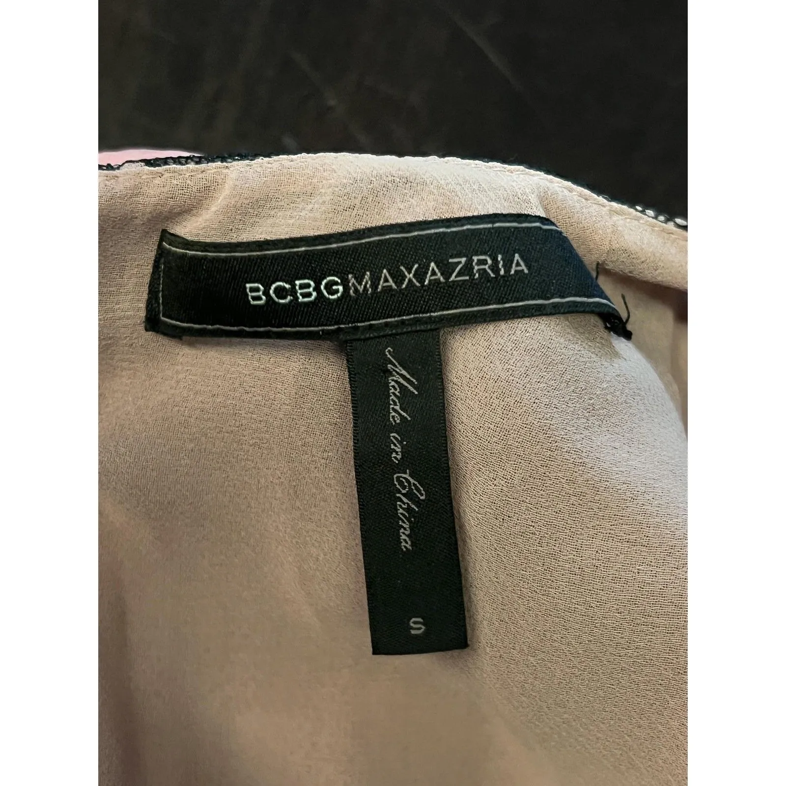 BCBGMAXAZRIA Shirt Womens Small Black Laine Faux Leather Lace Peplum Top - Image 5