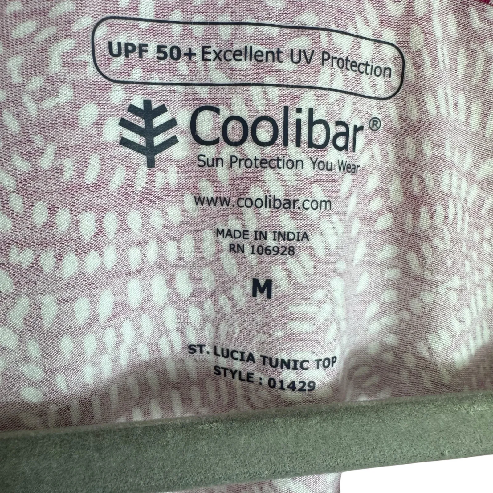 Coolibar St. Lucia Top UPF 50+ Raspberry White 3/4 Sleeve Top Made In India Sz M Pink Size M - Image 5