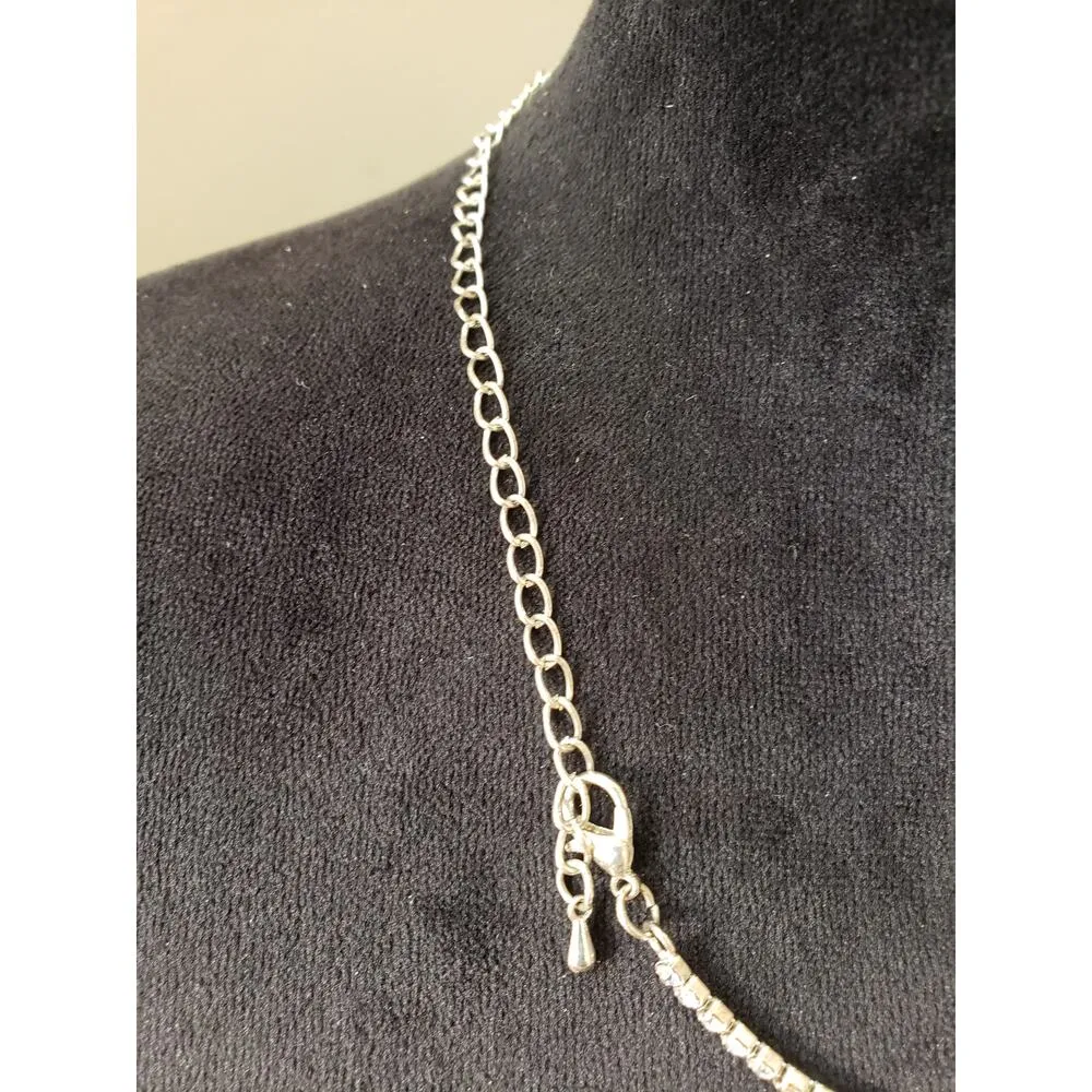 Women's Gold & White Glass Crystal Rhinestone Prong Set Necklace - Image 7