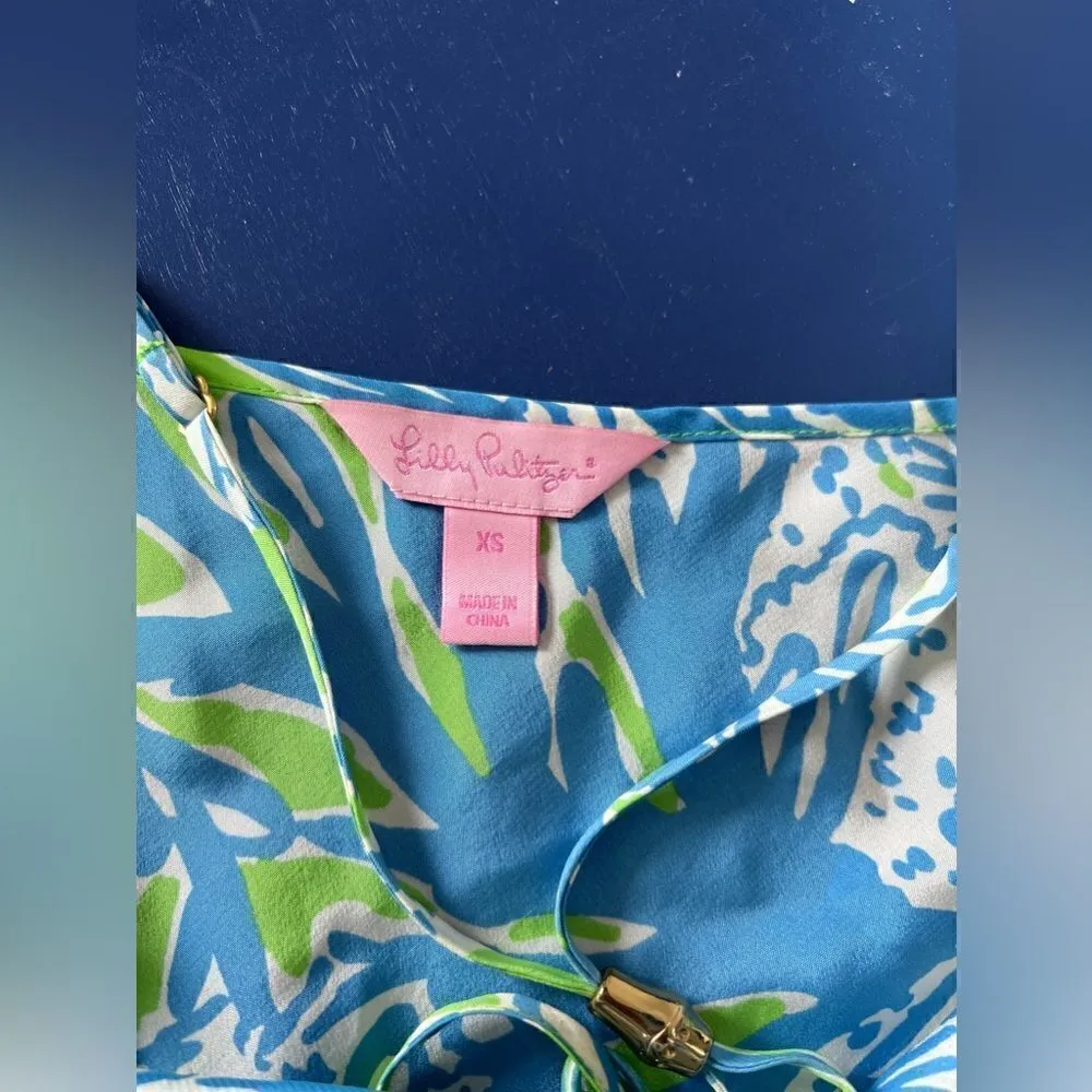 Lilly Pulitzer Maisy Top Limeade Biggest Fan Women's XS Adjustable Silk Cami - Image 7