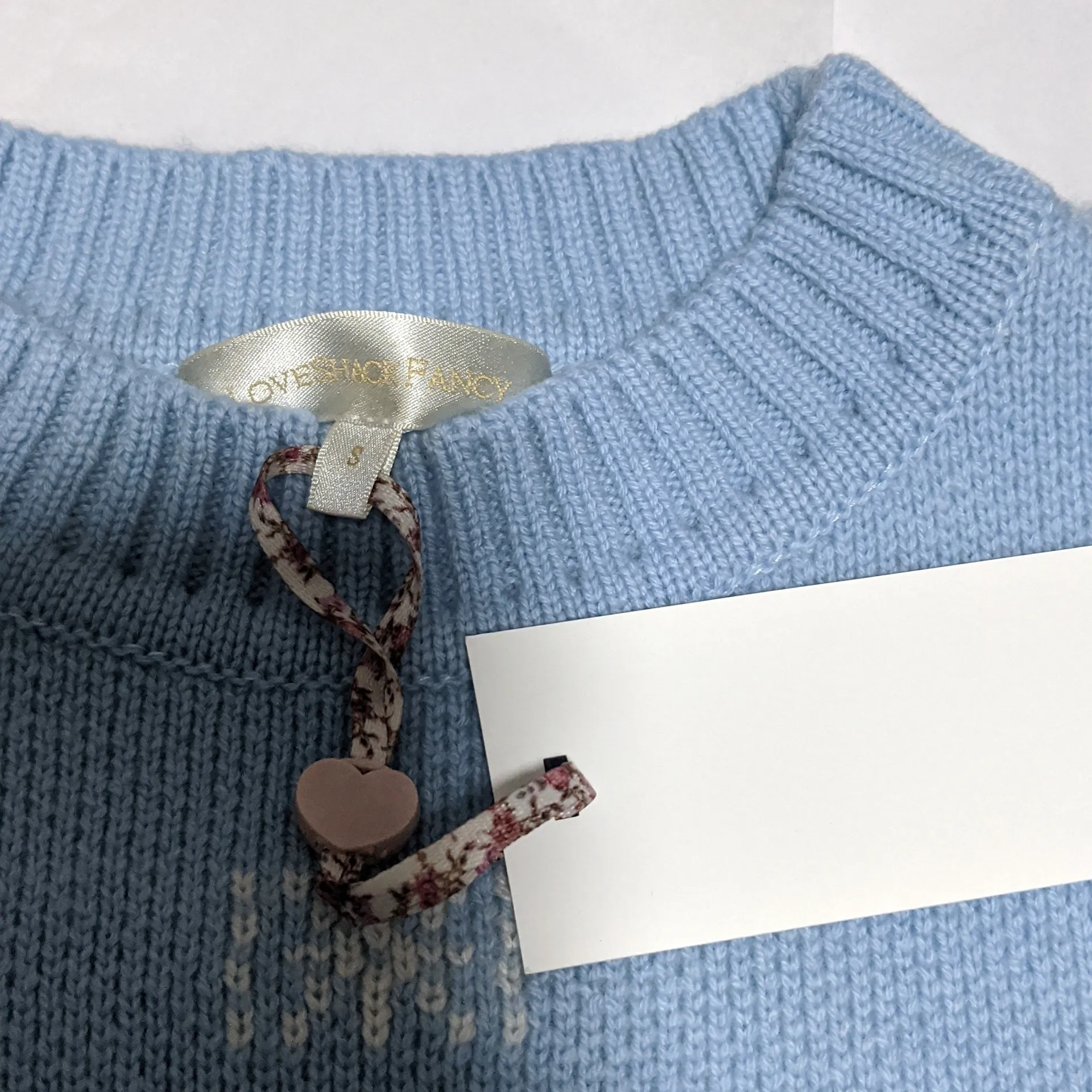 LoveShackFancy Francie Wool Jacquard Pullover - Snowflake Blue - Image 4