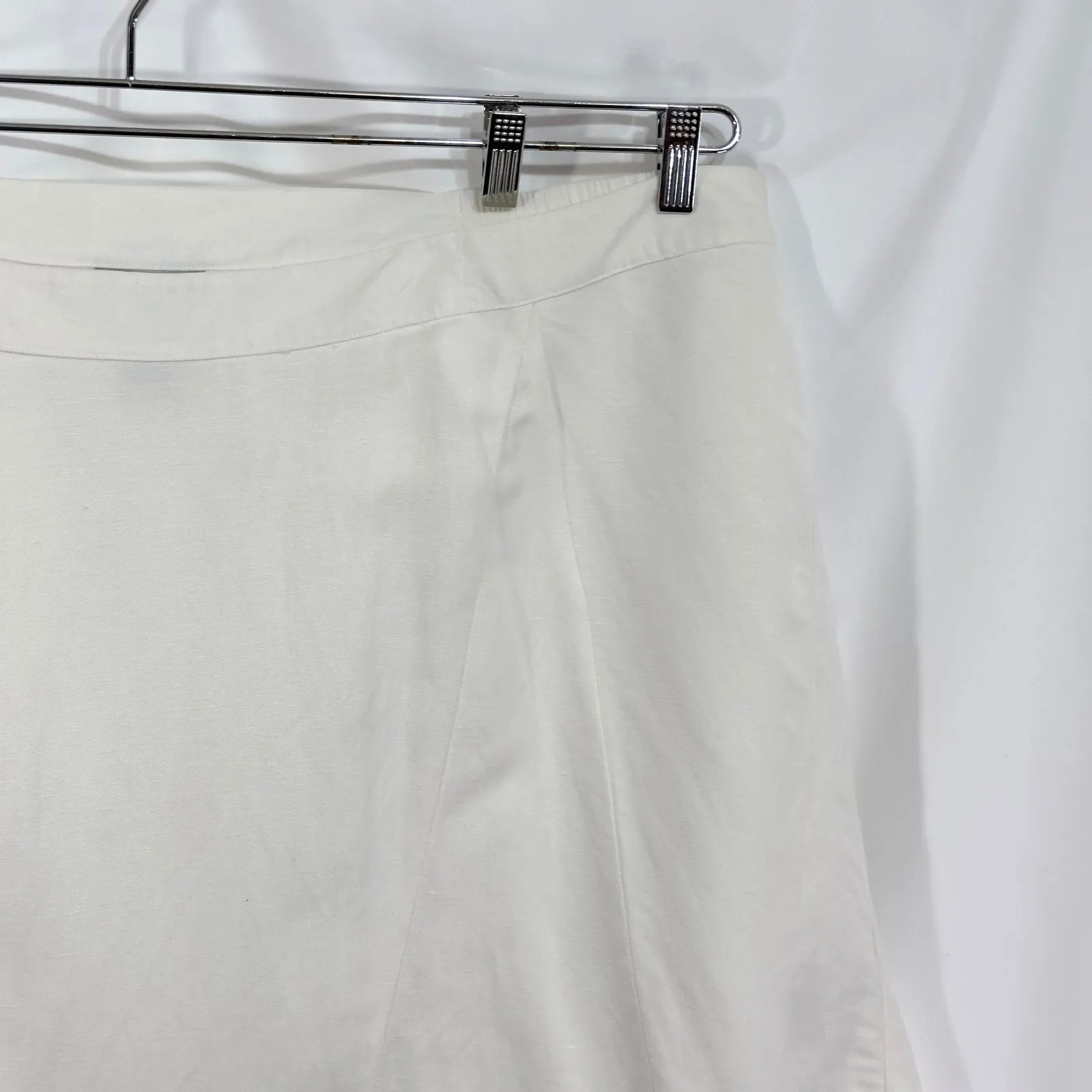 Catherines Plus Size 26W 28W Midi Skirt 3X White Linen A-Line Flared Elastic 641 - Image 6