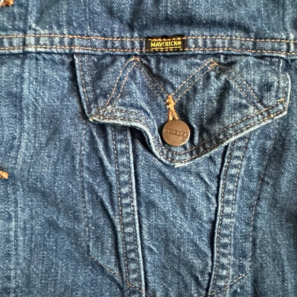 Vintage 60s 70s Maverick Blue Bell Denim Jean Jacket Unisex Size 44 - Image 7