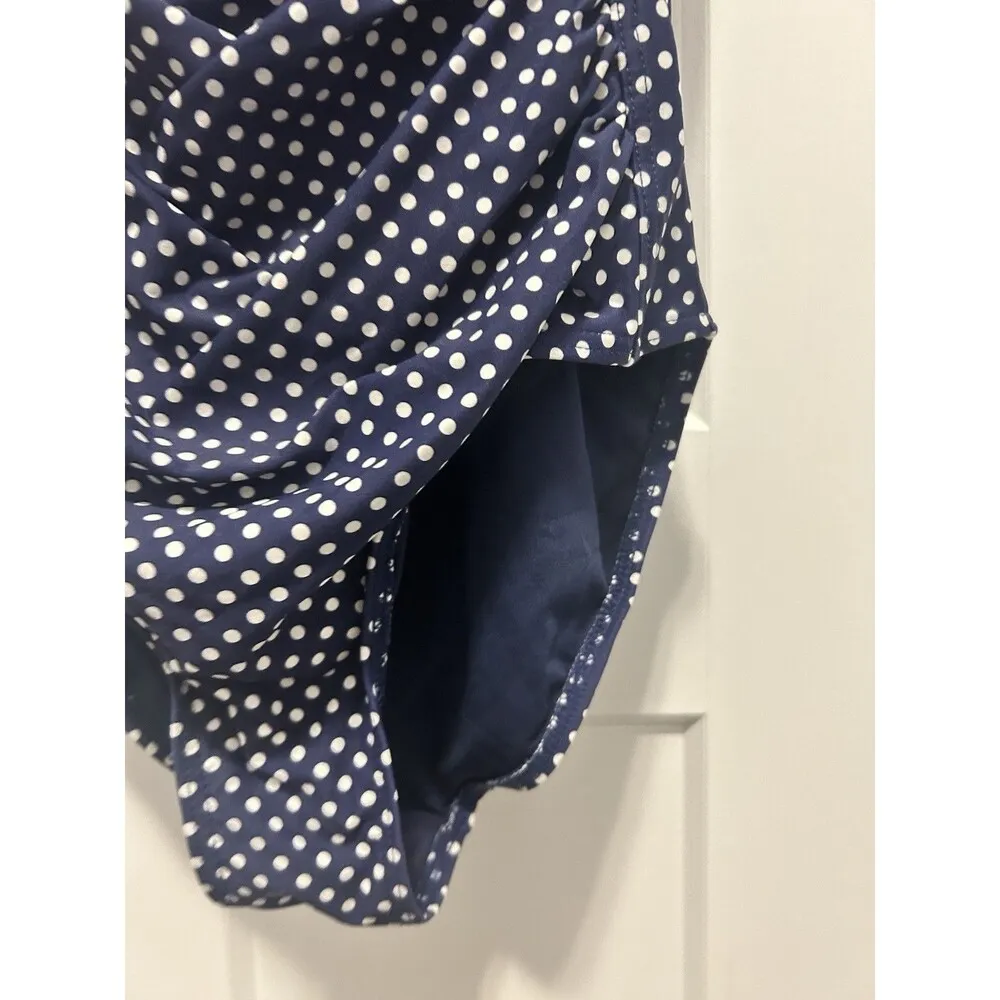 NipTuck Navy Blue And White Polka Dot Size 4 Bathing Suit Cruise Beach Retro - Image 3