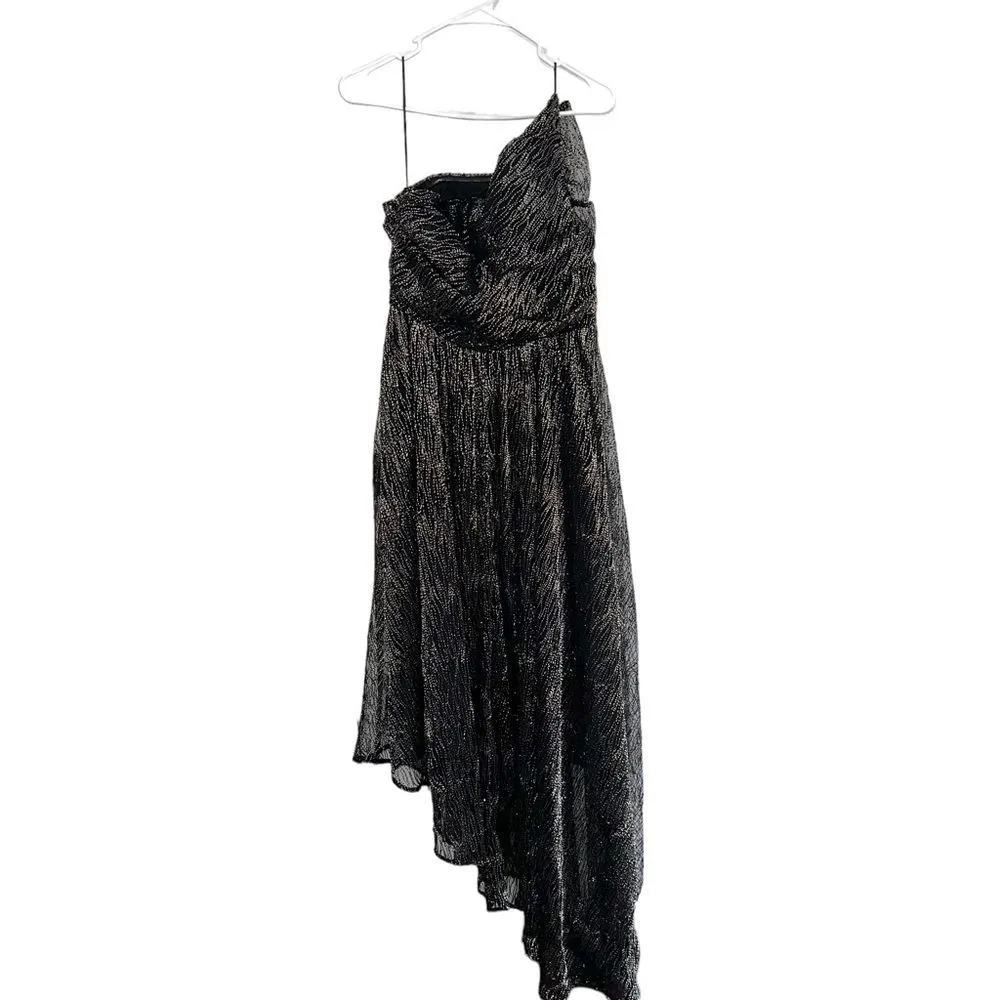 La Maison Talulah Starcrossed Lover Black Metallic One Shoulder Gown Size L Form - Image 11