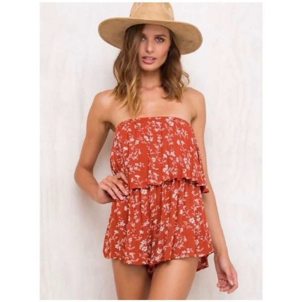✨Princess Polly Brown orange floral Romper✨ - Image 3