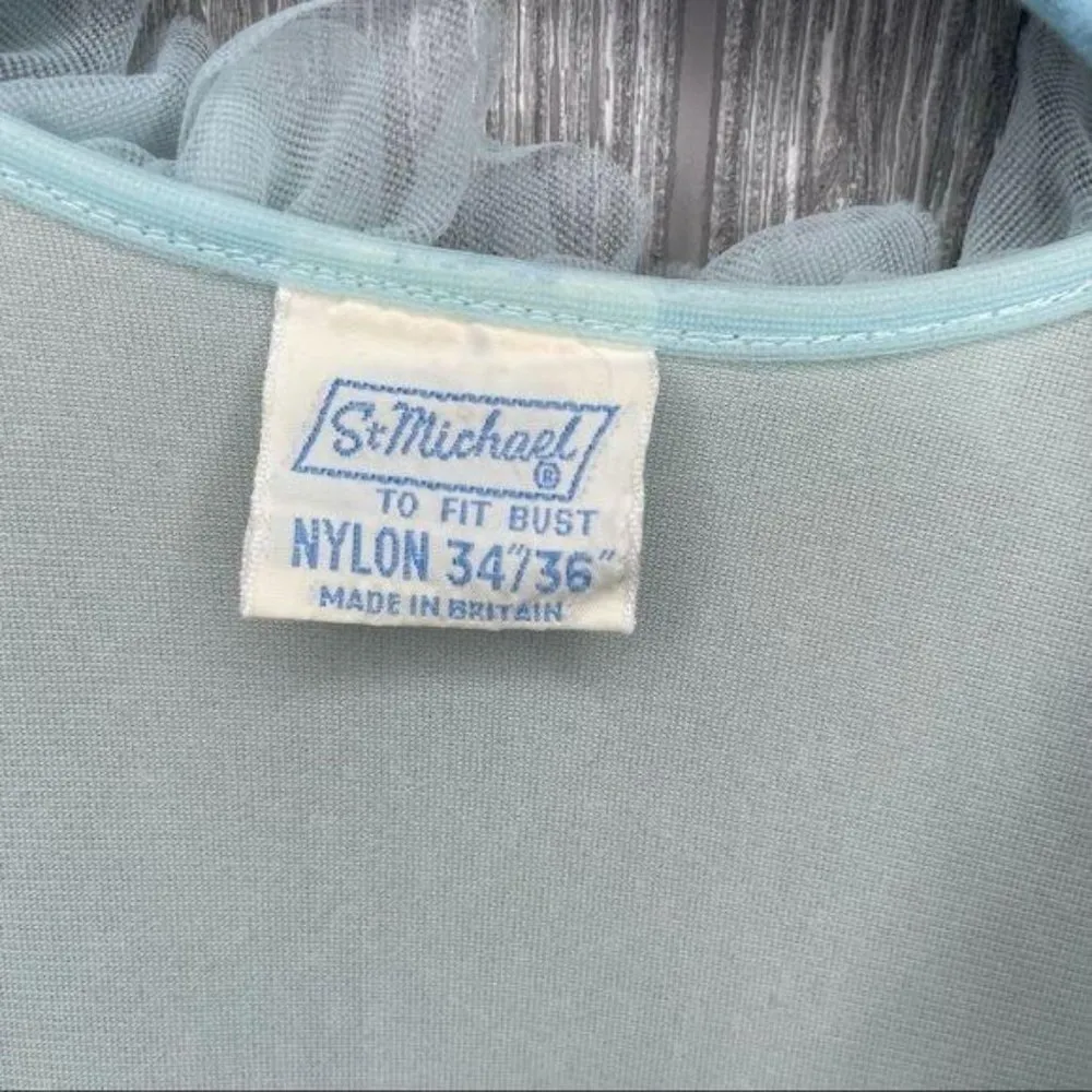 Vintage 1960s St Michaels lingerie mrs maisel style sheer ruffle nightgown robe Blue Size undefined - Image 9
