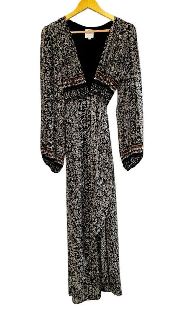 Misa Los Angeles Emilia Floral Patter Wrap Dress High Low Midi Medium Boho Sexy - Image 2