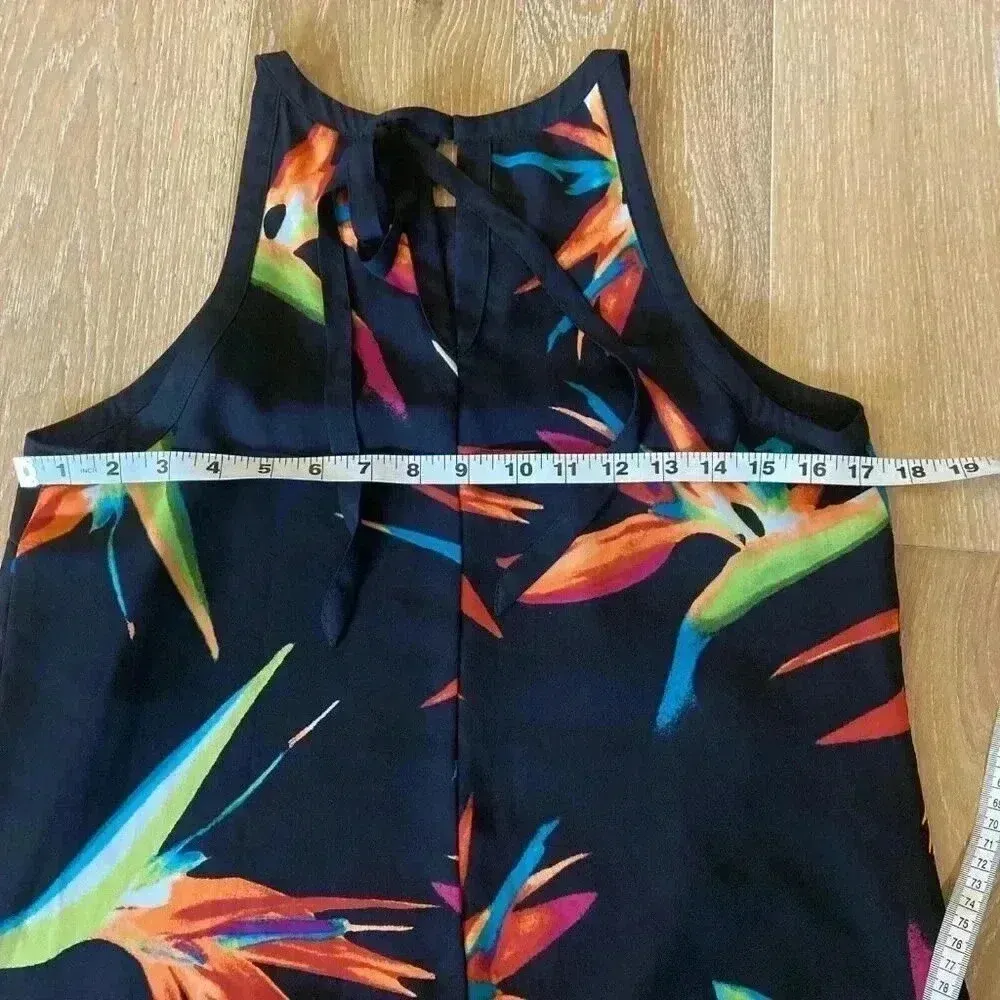 Worthington Tropical‎ Dress Size 6 Black Colorful Halter Cocktail Floral Resort - Image 10
