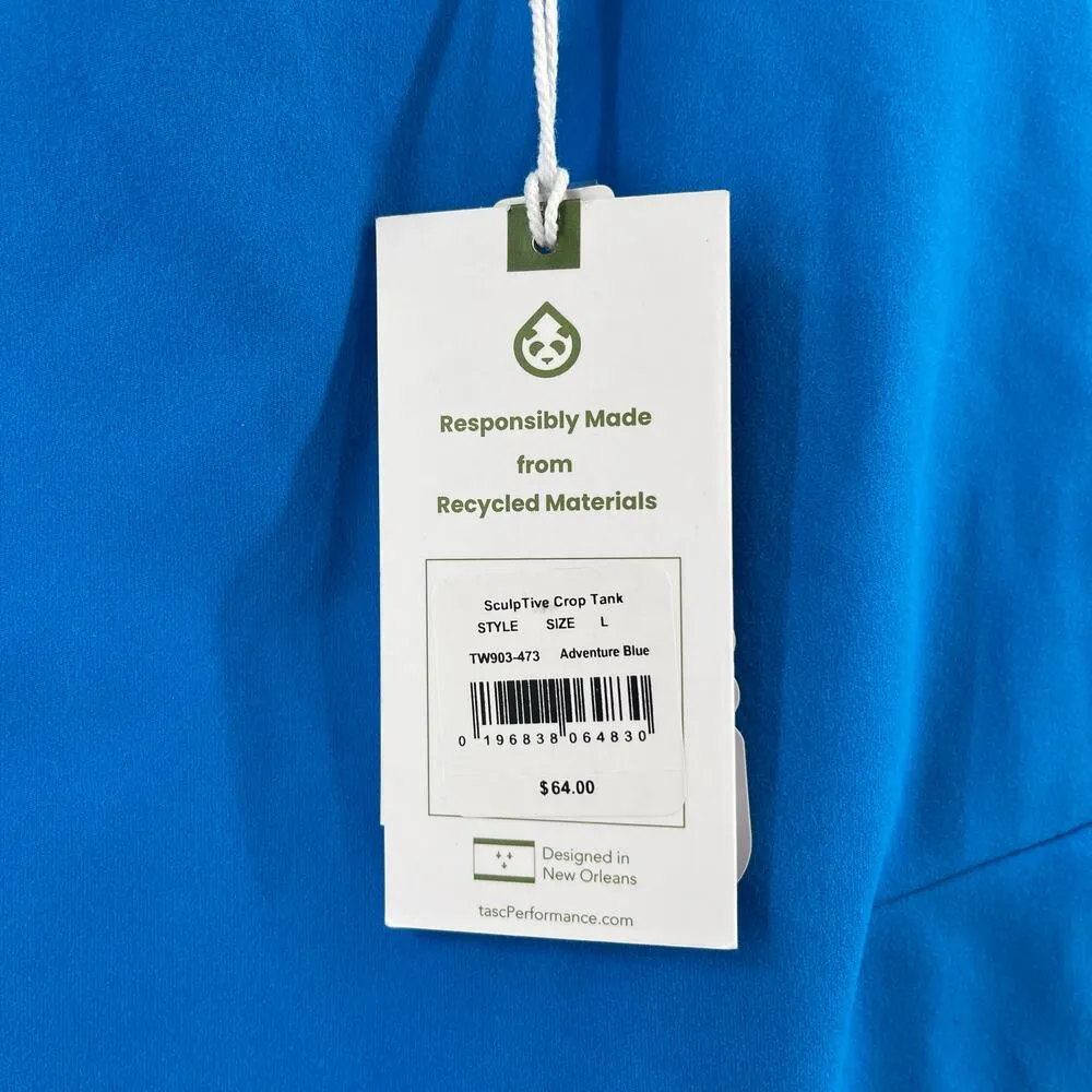 TASC Sculptive Crop Tank Size Large Adventure Blue NWT Pocket Cropped Athletic - Image 7