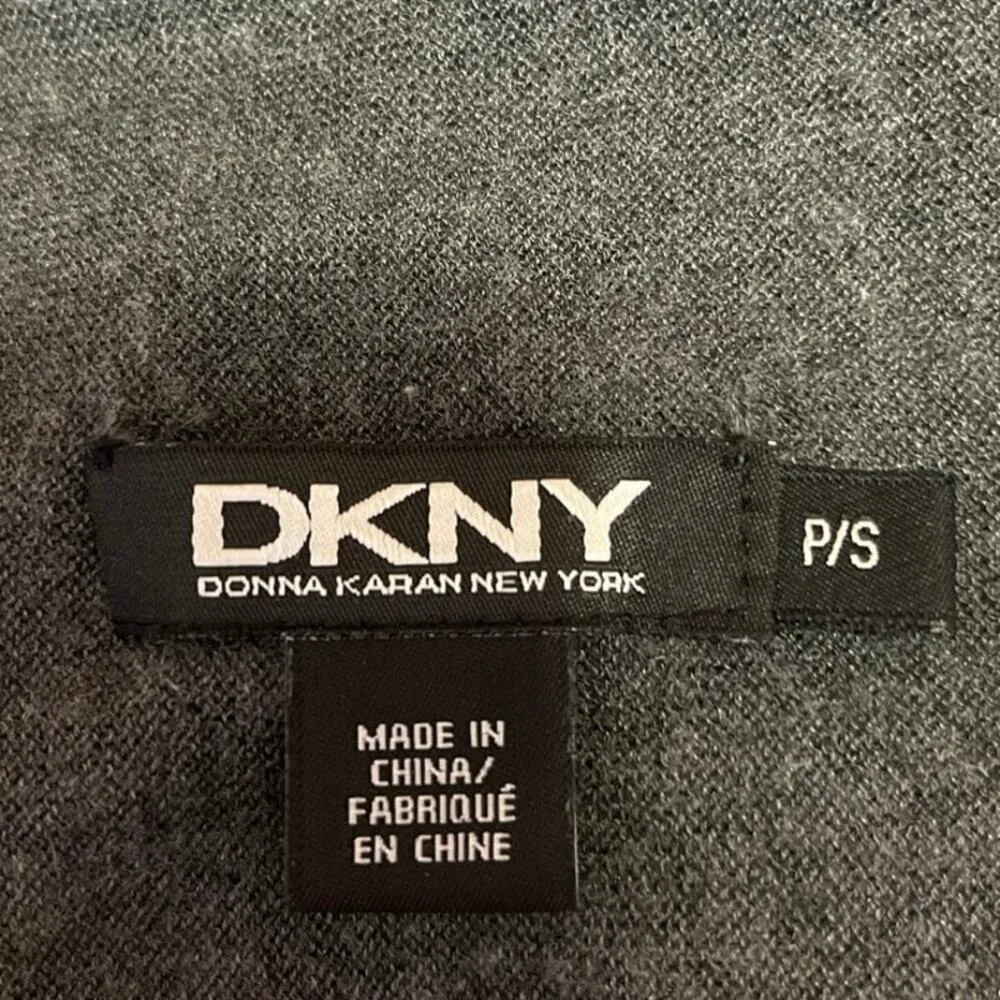 DKNY Women's Gray Knit Long Sleeve Hi-Low Open Front Cardigan Sweater Top Size S - Image 4