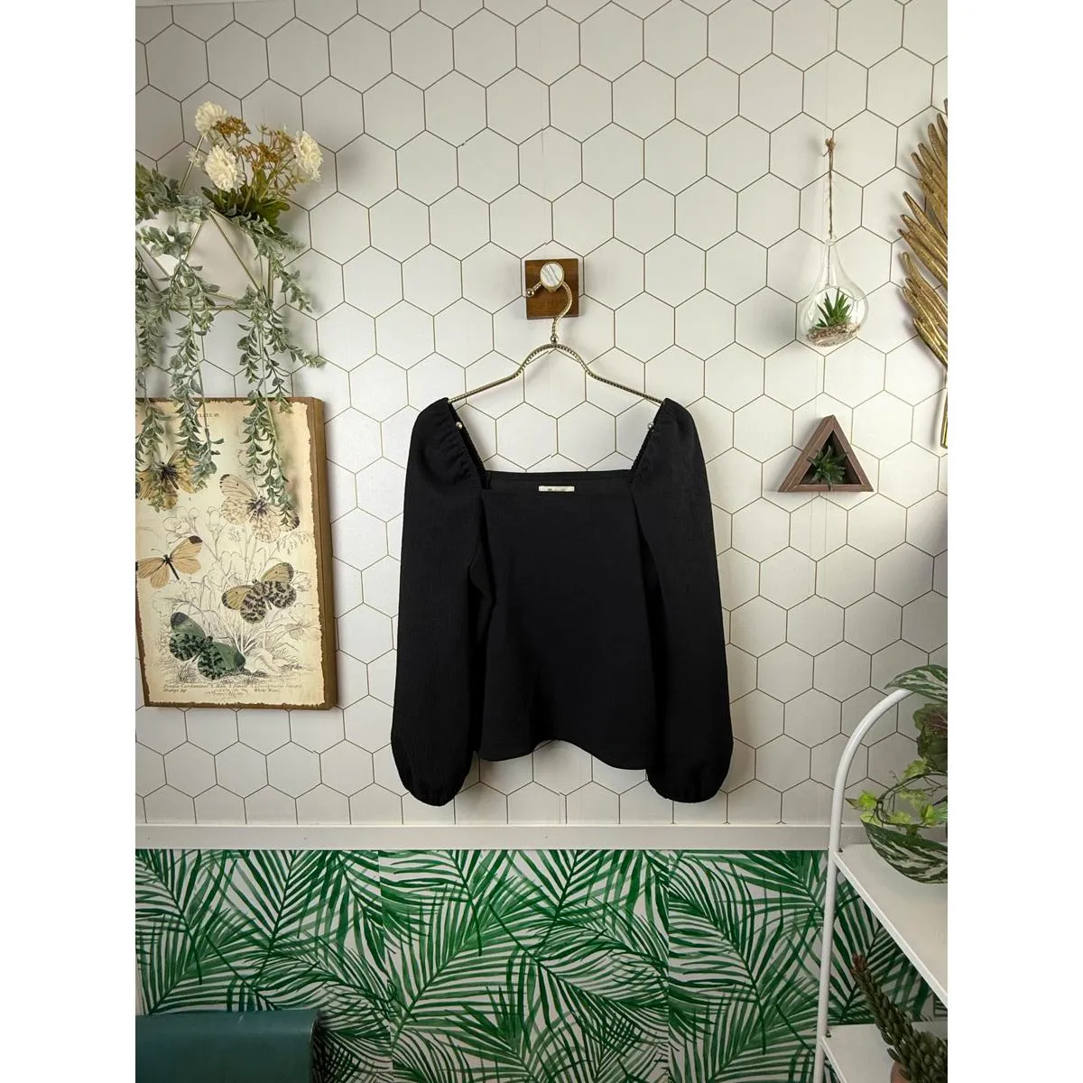 Madewell Black Square-Neck Puff-Sleeve Top - Size - Small - Image 2