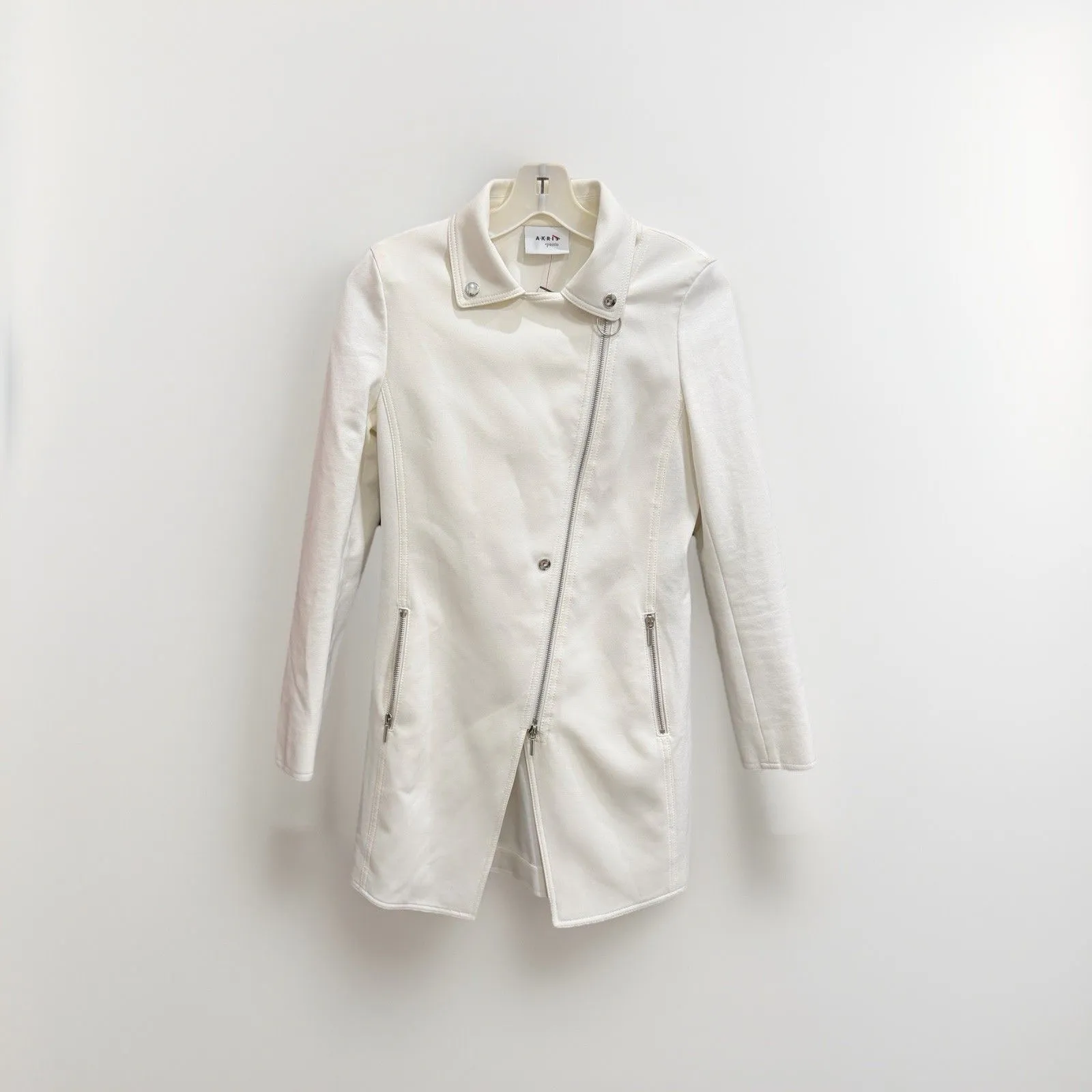 Akris  Punto Asymmetrical Zip Moto Jacket Coat Size 4 - Image 3