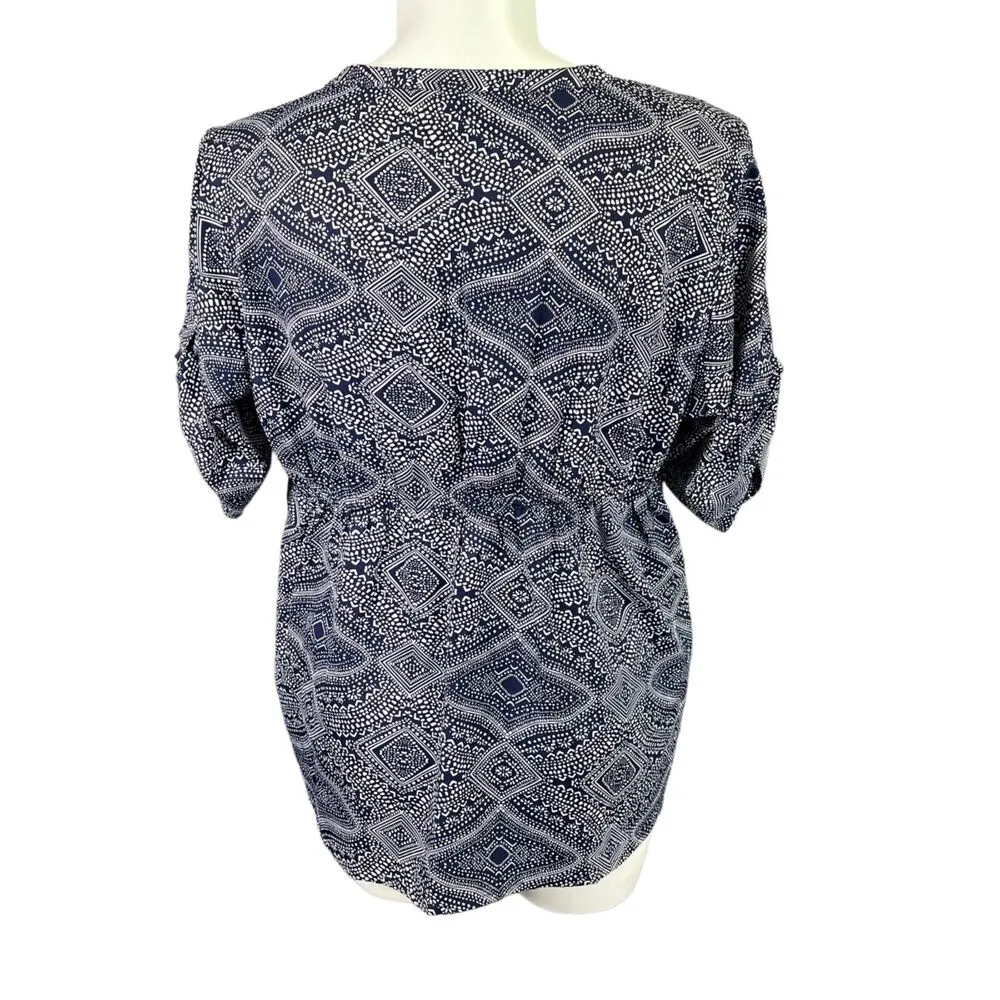 Times 2 Womens Blouse Top Maternity Lightweight Silky Pullover Blue White XL Size undefined - Image 5