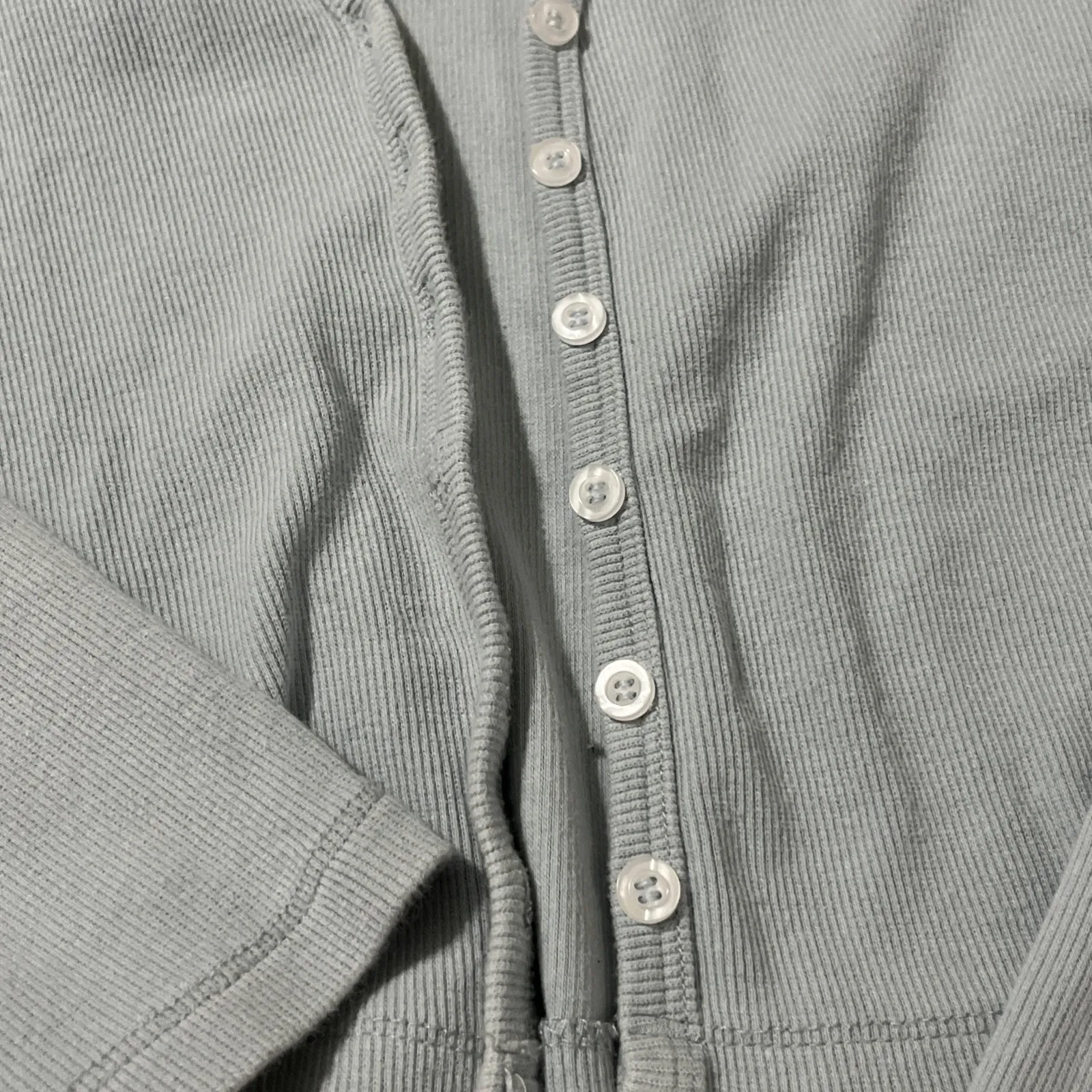 Brandy Melville Paige Blue Ribbed Crop Cardigan Longsleeve Normcore Women's - Image 2