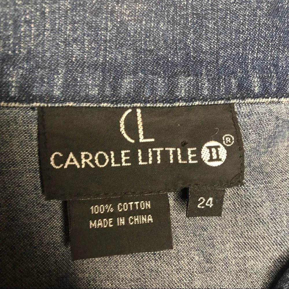 Carole Little Crochet/ Fringed Denim Jacket Sz 24 Blue - Image 4