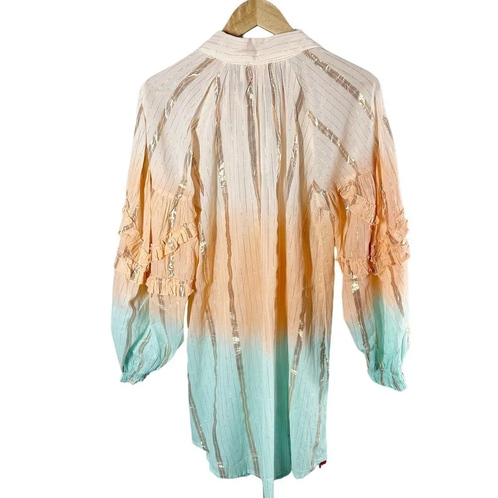 Miss June Paris Ombre Shirt Casual Dress Coral - Image 2