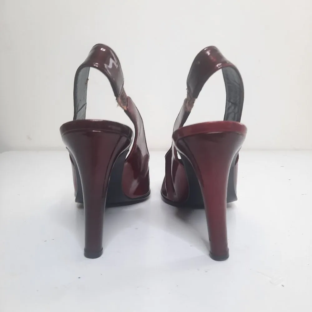 Cherry Red Slingback Mule Heels Patent Leather Size 7.5 - Image 4