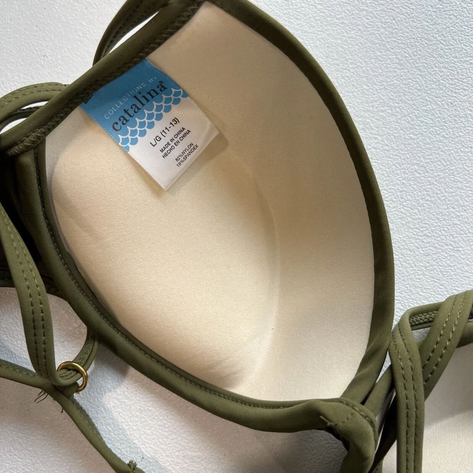 Catalina Swimwear Bikini Top Bra Size Large‎ 11/13 Olive Green Cushioned - Image 4