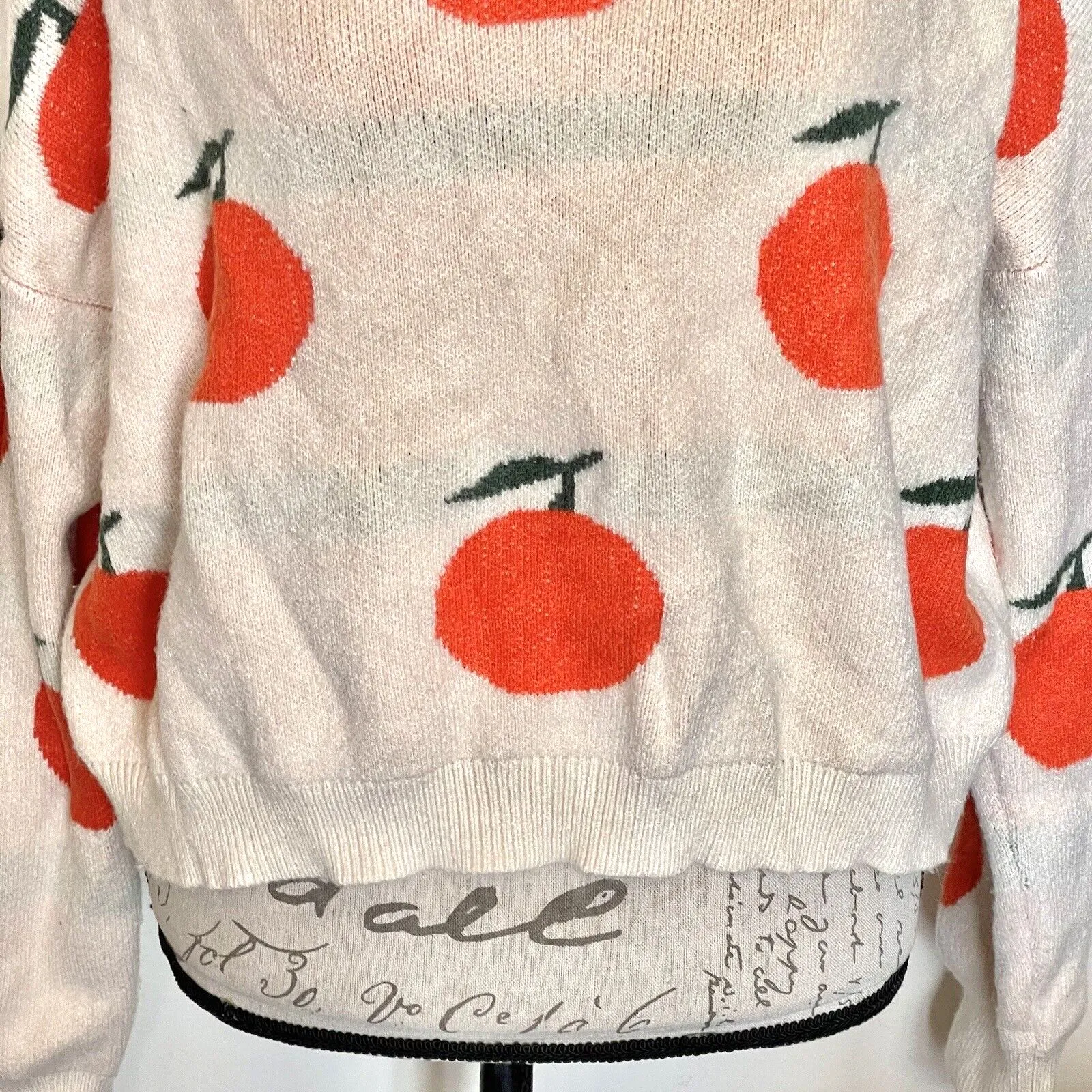 Womens Sweater Sz Large Grandmacore Grannycore Y2k Cozy Winter Fruit Artsy Retro - Image 7
