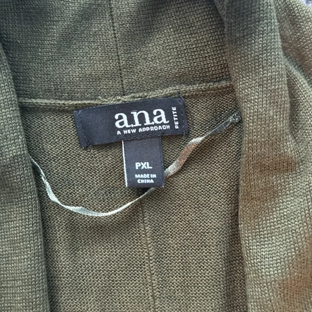 a.n.a. Draped Long Sleeve Cardigan Olive Green PL - Image 2