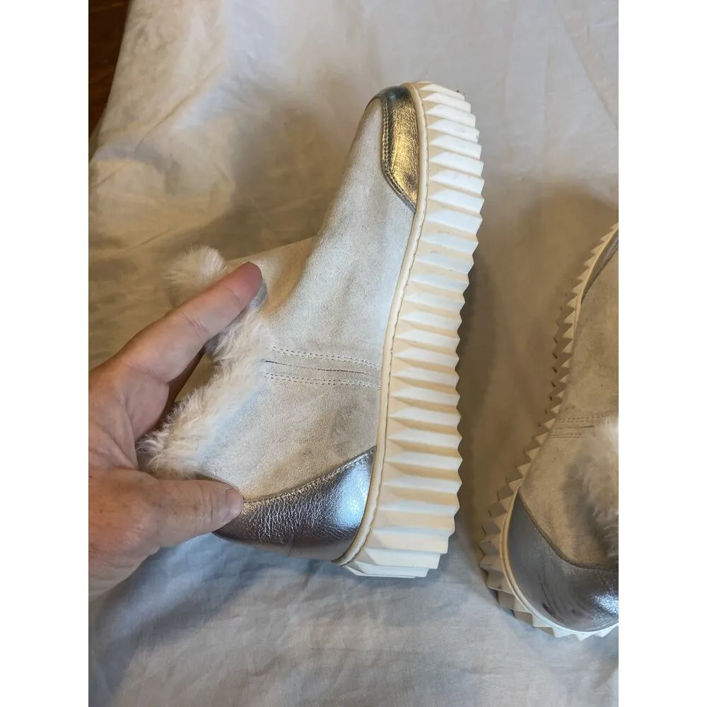 Voile Blanche Women's 6.5 Gray Metallic Silver Suede Slip - Image 5